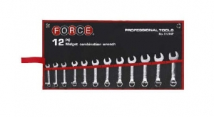 Набор ключей рожково-накидных укороченных на полотне 12 пр. (8-19 мм) Force 51214P