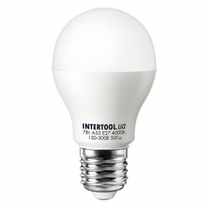 Светодиодная лампа LED 7Вт, E27, 220В, INTERTOOL LL-0003